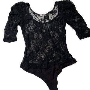 Guess Lace Bodysuit Size XS Small Black Romper One Piece Club Rave Festival S